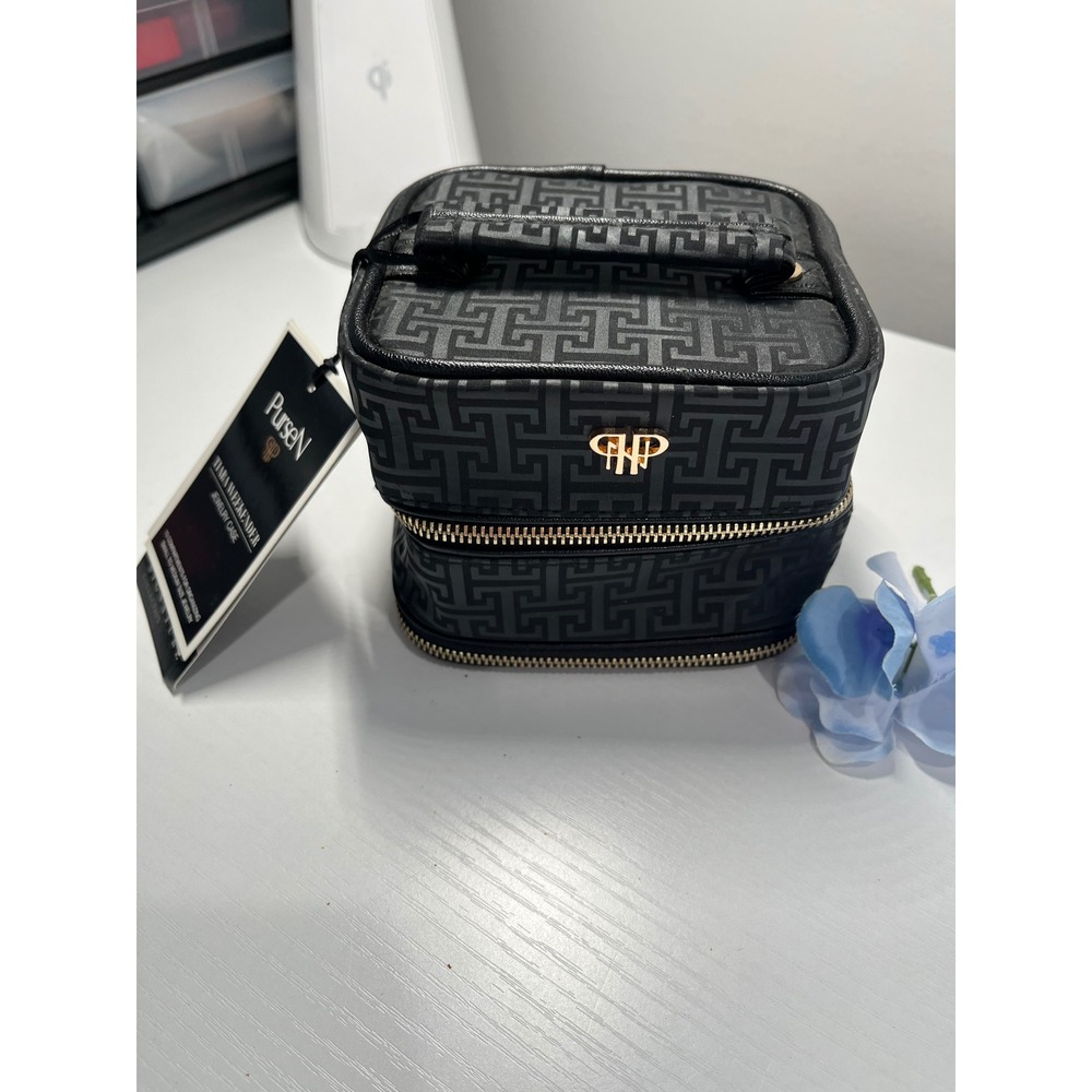PurseN Tiara Weekender Jewelry Case Black Geometric Signature Collection NWT